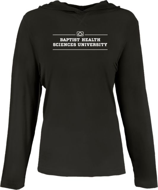 Baptist Health Sciences Womens Long Sleeve Hooded Tee BHSU Stacked - ONLINE ONLY
