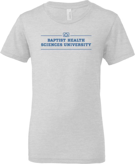 Baptist Health Sciences Bella + Canvas Youth Ash Jersey T Shirt BHSU Stacked - ONLINE ONLY