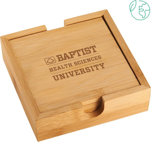 Baptist Health Sciences Bamboo Coaster Set BHSU Primary Mark Engraved - ONLINE ONLY
