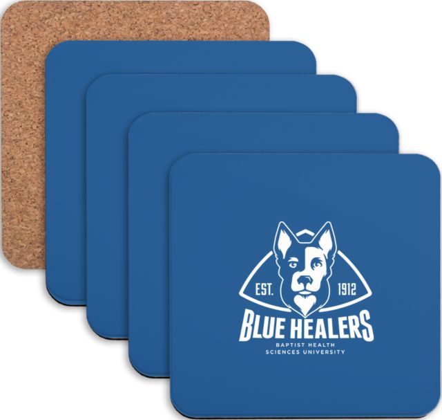 Baptist Health Sciences Hardboard Coaster w/Cork Backing 4/set BHSU Healers Shield - ONLINE ONLY