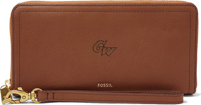 Fossil Leather Logan RFID Zip Around Clutch - Brown - ONLINE ONLY