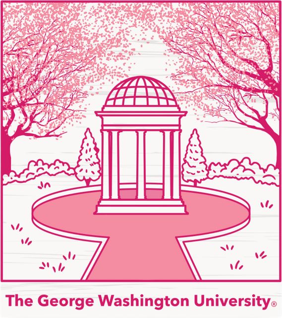 George Washington University Cherry Blossom Wood Magnet
