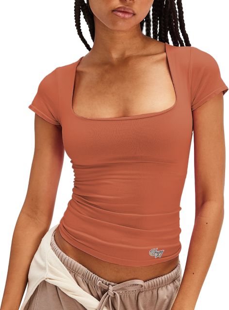 George Washington Free People Womens Stick Clean Lines Baby Tee Athletics GW