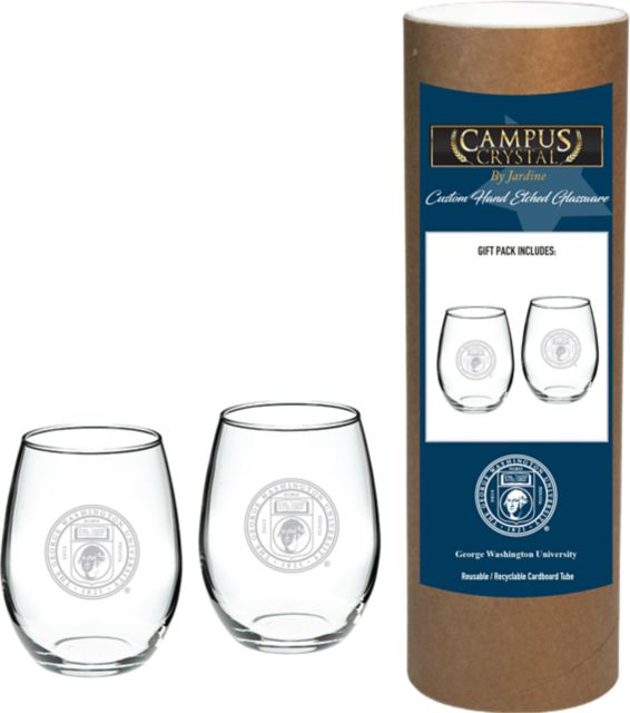 George Washington University Stemless Tumbler Glass Set