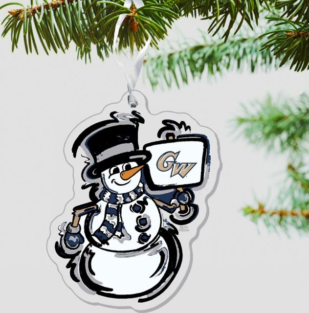 George Washington University Snowflake 3 x 4 Etched Ornament