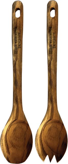 George Washington University Teak Fork and Spoon Set