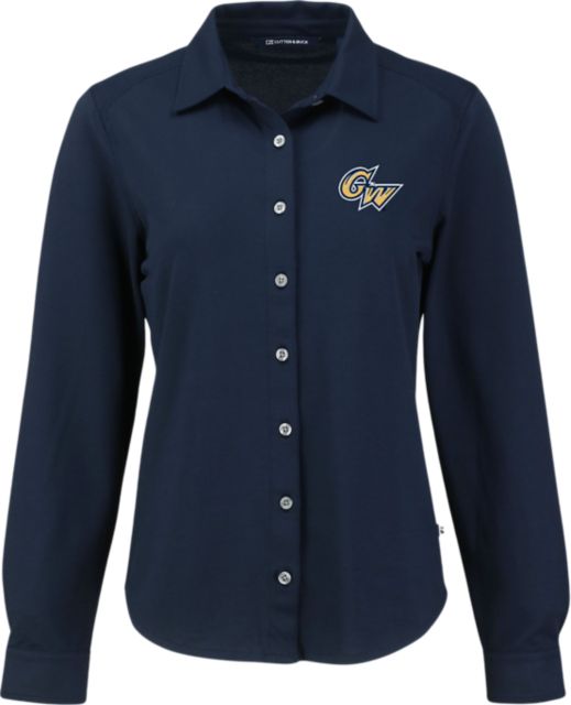 George Washington University Women's Pique Long Sleeve Button Up