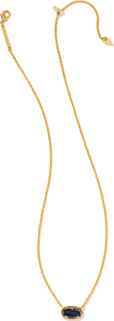 Grayson Short Pendant Necklace Gold Navy Dusted Glass