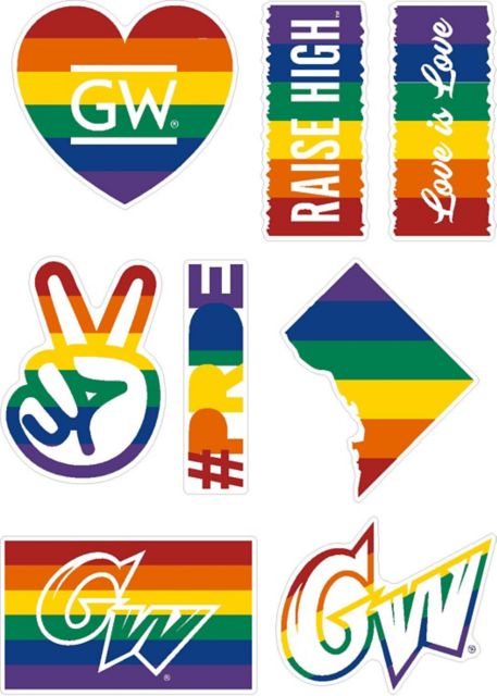 George Washington University Pride 7.5'' x 7.5'' Sticker Sheet