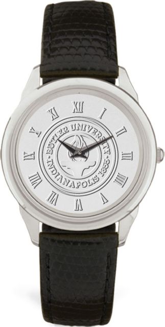 Men's Silver Wristwatch with Black Leather Band - ONLINE ONLY