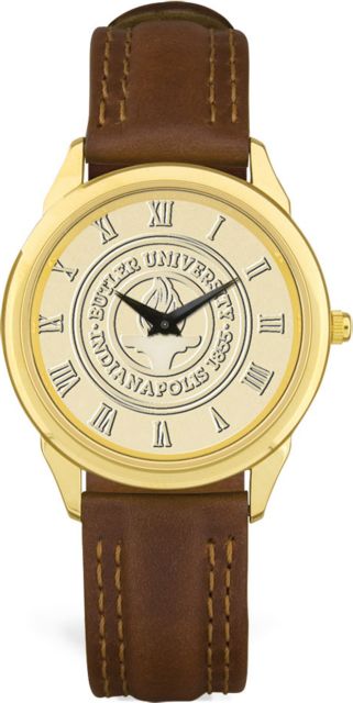 Men's Gold Wristwatch with Brown Leather Band - ONLINE ONLY