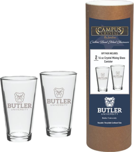 Butler University Bulldogs 16 oz. Crystal Glass Set of 2