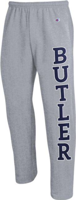 Champion Sweatpants with School Name Down Leg and Patches Down the Oth