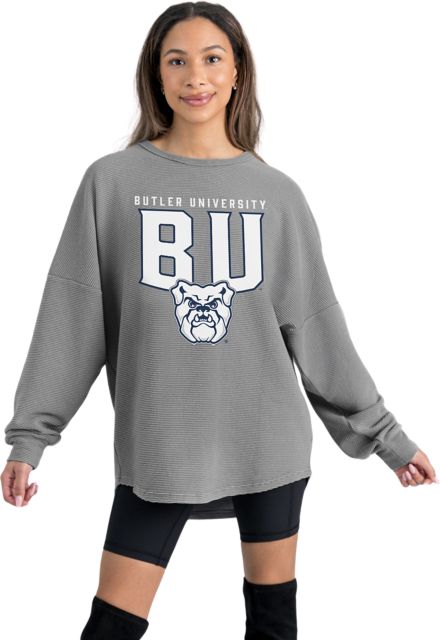 Butler University Women's Crewneck Essential Corded Pullover with Ribbed Knit Cuff Detail