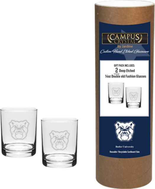 Butler University Bulldogs 14 oz. Double Old Fashion Glass - Set of 2