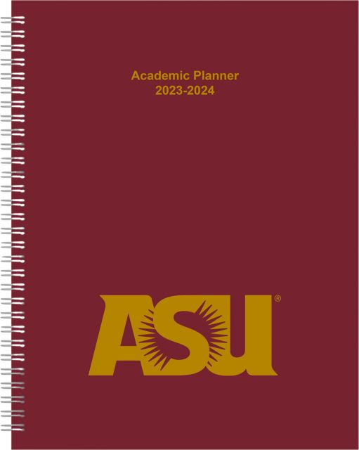 2023-2024 Academic Year 14 Month July-August Planner 8½x11Black Leatherette  Cover: Arizona State University