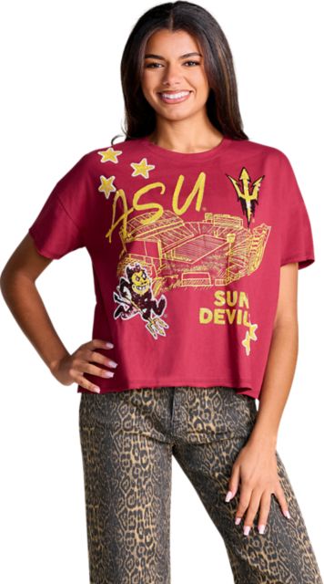 Arizona State University Sun Devils Women's Sequin Short Sleeve T-Shirt