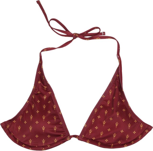 Arizona State University Womens' All Over Printed Team Logo & Fleur Swim Top With Removable Pads