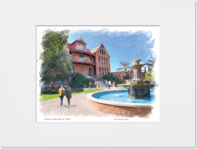 Arizona State University Historic Old Main Watercolor Art Print 5'' x 7''