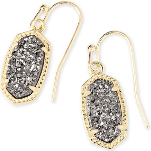 Lee Drop Earrings Gold Platinum Drusy