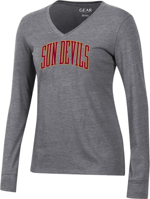 Arizona State University Sun Devils Women's V-Neck Long Sleeve T-Shirt
