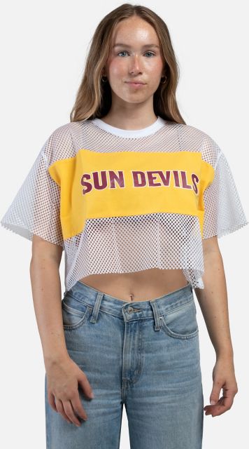 Arizona State University Women's Sun Devils Mesh Cropped Short Sleeve T-Shirt