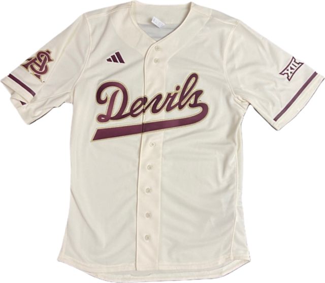 Arizona State University Baseball Full Button Replica Baseball Jersey - Cream