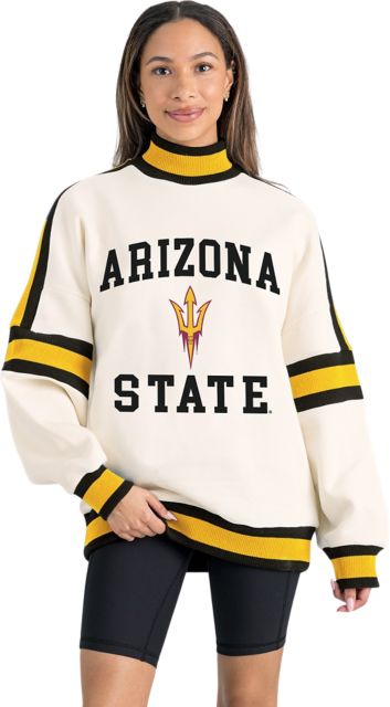 Arizona State University Women's Oversized Turtleneck Pullover with Bold Stretch-Knit Striped Detail