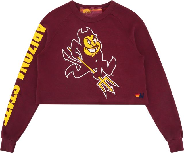 Arizona State University Sun Devils Aviator Nation Women's Cropped Crewneck Sweatshirt