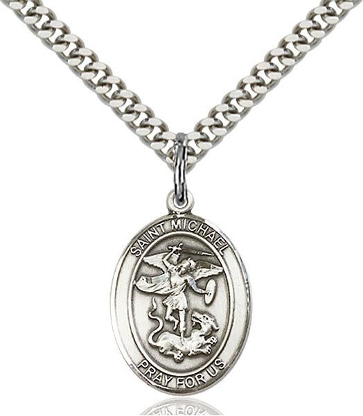 St. deals Michael Sterling Silver Medal with 18