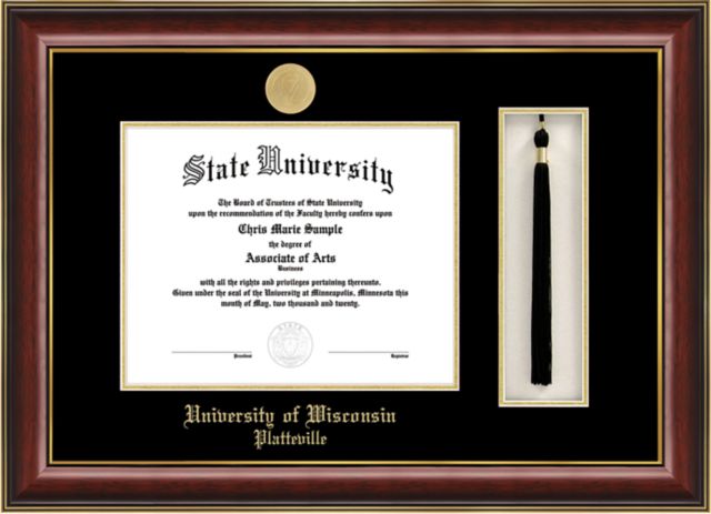 University of Wisconsin - Platteville Classic 8 x 10 Mahogany Diploma Frame with Gold Trim