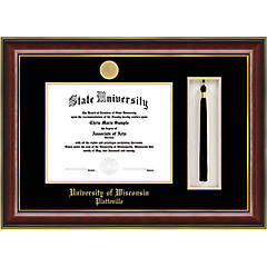 Name & Tassel Graduation Diploma Frame 16 x 16 Matte Mahogany Signature Announcements University of Wisconsin-Platteville Undergraduate Sculpted Foil Seal