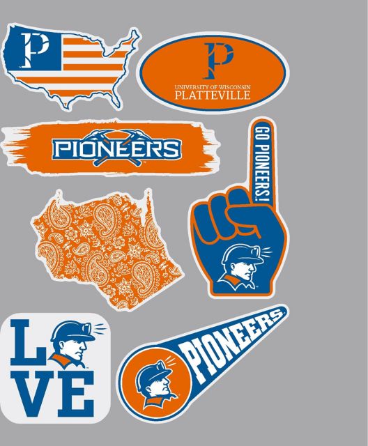 University of Wisconsin - Platteville 7.5'' x 7.5'' Sticker Sheet