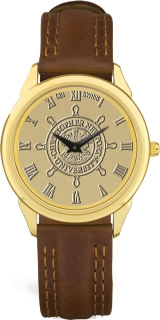 Men's Gold Wristwatch with Brown Leather Band - ONLINE ONLY