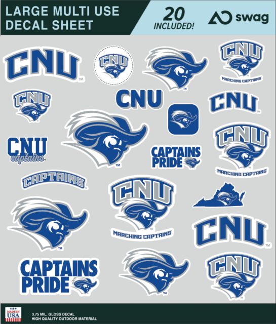 Christopher Newport University CNU Large Sticker Sheet