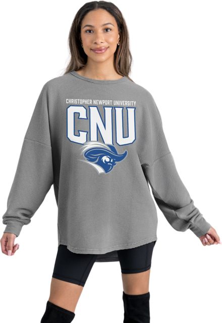 Christopher Newport University Women's Crewneck Essential Corded Pullover with Ribbed Knit Cuff Detail