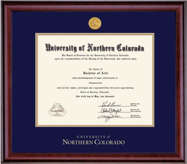 University of Northern Colorado Classic Medallion Diploma Frame