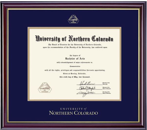 University of Northern Colorado Windsor Diploma Frame