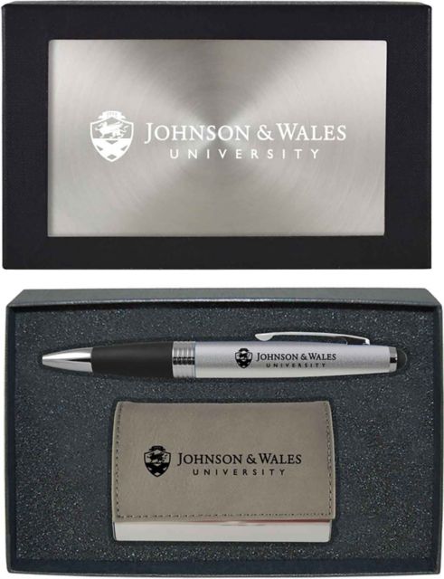Johnson & Wales University Business Card Holder And Pen Set