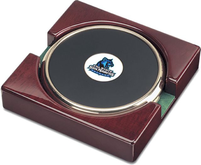 CSI Set Of 2 Gold  Round Coaster Gift Boxed With Colored Medallion - ONLINE ONLY