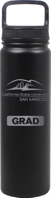 24 oz Matte Black Stainless Steel Water Bottle Grad