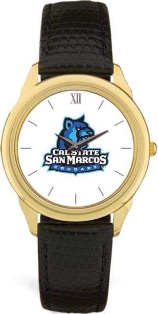 CSI Men's Black Leather  Wristwatch  (Gift Boxed) With Colored Medallion - ONLINE ONLY