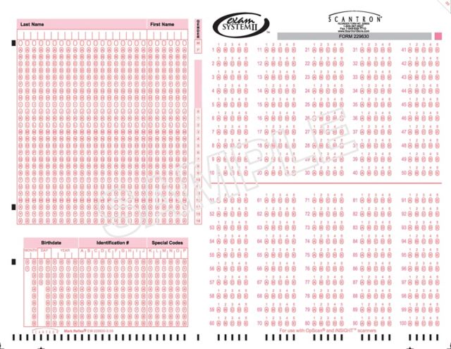 SCANTRON 100Qx5 1SIDED 8.5x11