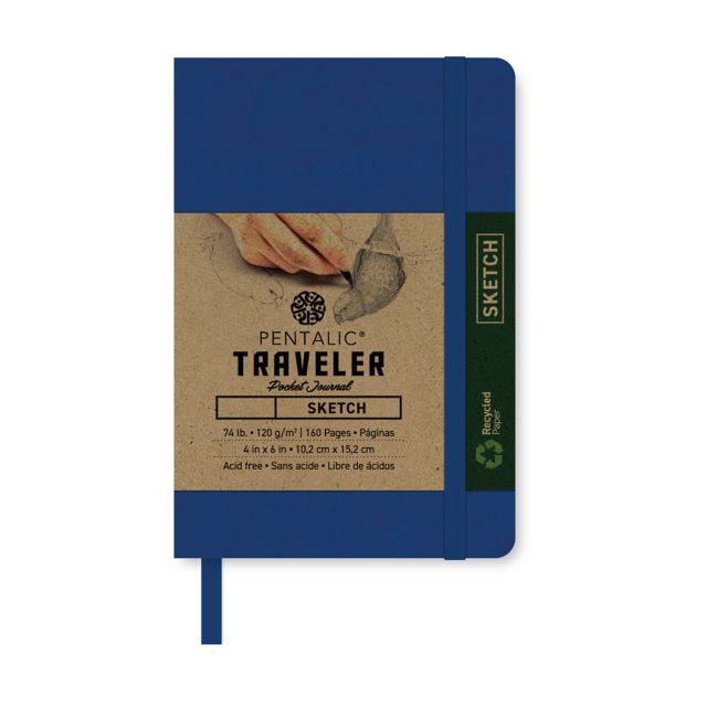 Pentalic Royal Blue 6x4 74-pound Sketch Traveler Pocket Journal 160-Page  Book: Lehman College