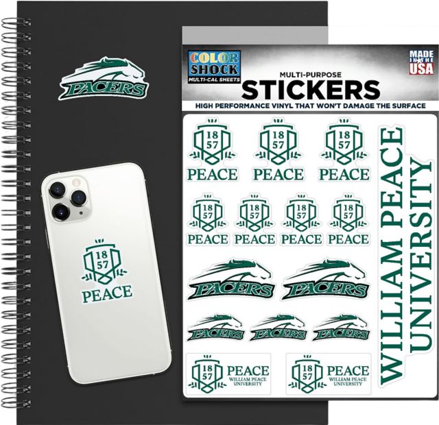 William Peace University Peace Pacers Sticker Sheet