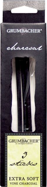 GRUMBACHER VINE CHARCOAL EXTRA SOFT 3/PACK