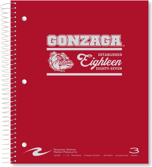 Gonzaga University 120 Sheet 3 Subject Notebook