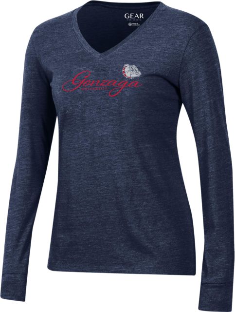 Gonzaga University Bulldogs Women's V-Neck Long Sleeve T-Shirt