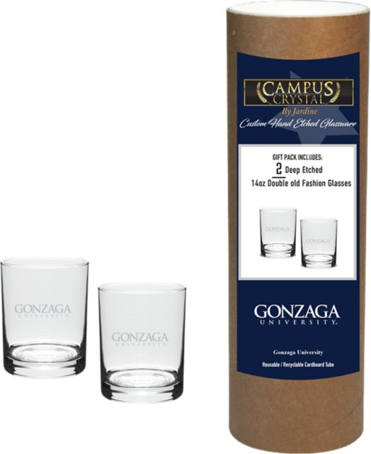 Gonzaga University 14 oz. Double Old Fashion Glass - Set of 2