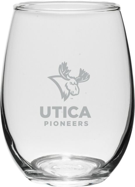 Utica University Pioneers 21 oz. Stemless Wine Glass